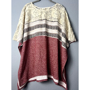Anthropologie Ryu Womens S/M Oversized Sweater Cardigan Shawl‎ Crochet Lace Boho